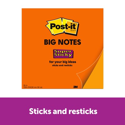 Post-it® Super Sticky Big Notes, 15 x 15, Neon Orange (BN15)