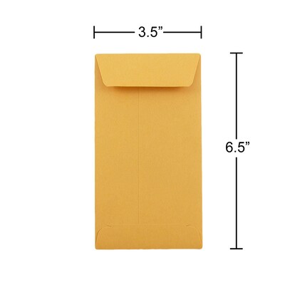 JAM Paper #7 Kraft Coin Envelope, 3 1/2" x 6 1/2", Brown Kraft, 50/Pack (95125I)