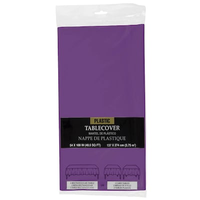 JAM Paper® Plastic Table Cover, 54 x 108 Inches, Purple Tablecloth, Sold Individually (291423359)