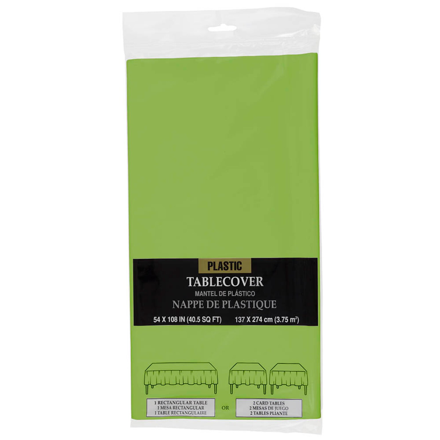 JAM Paper® Plastic Table Cover, 54 x 108 Inches, Lime Green Tablecloth, Sold Individually (291423357)
