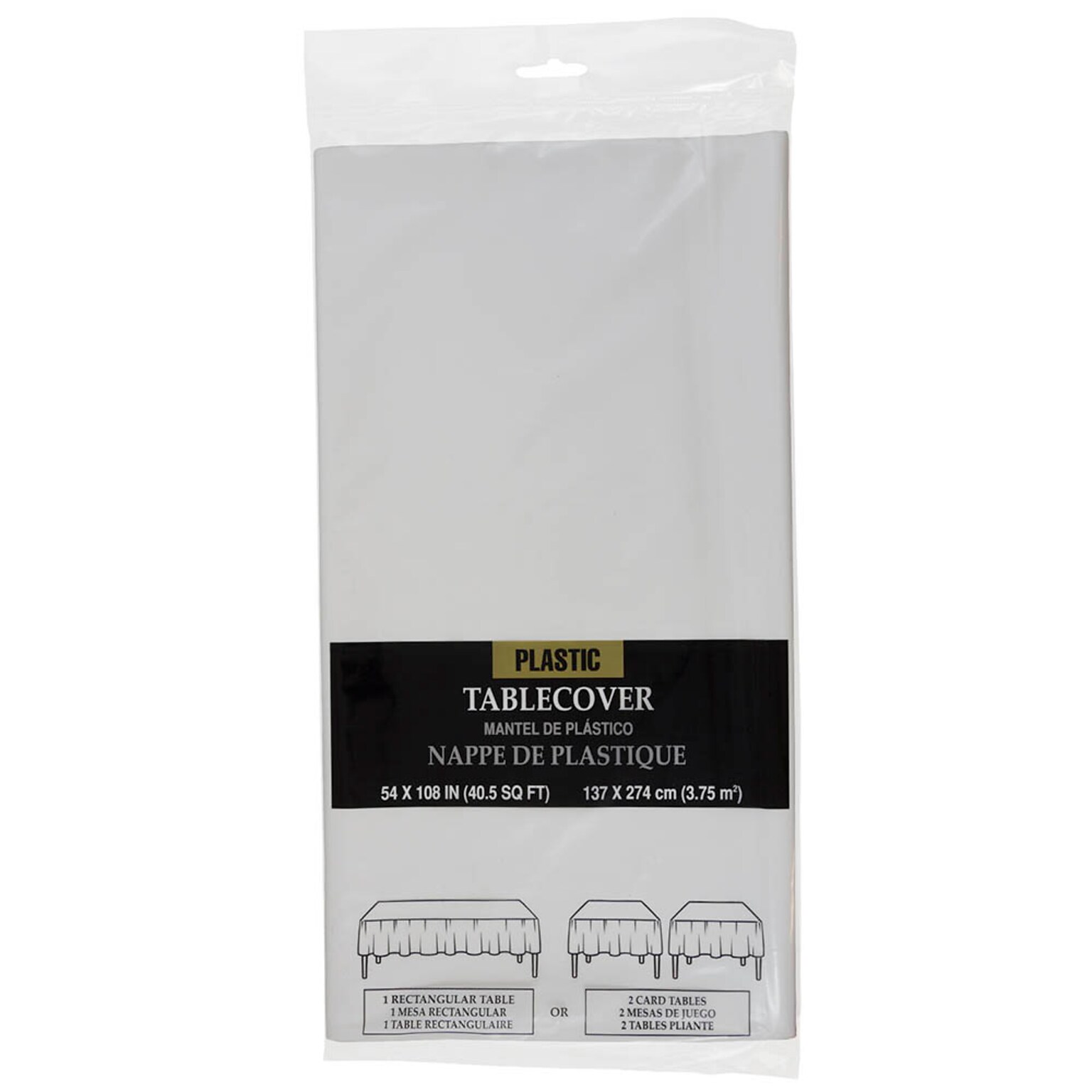 JAM Paper Plastic Table Cover, 54 x 108, White (291423361)