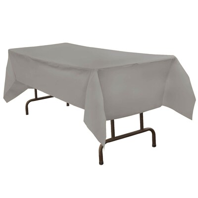 JAM Paper® Plastic Table Cover, 54 x 108 Inches, Silver Tablecloth, Sold Individually (291425381)