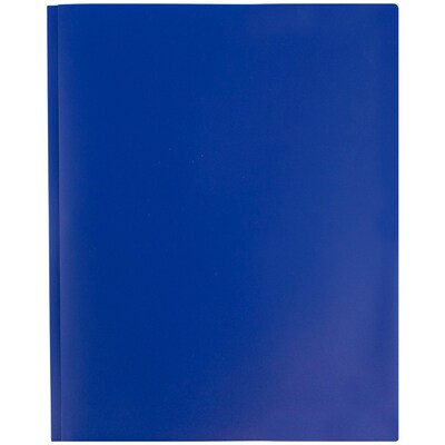 JAM Paper POP 2-Pocket Plastic Folders with Fastener, Deep Blue, 6/Pack (313525335)