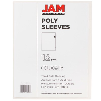 JAM Paper Plastic Sleeves, 9" x 12", Clear, 120/Box (2226316988B)