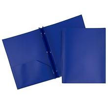 JAM Paper POP 2-Pocket Plastic Folders with Fastener, Deep Blue, 6/Pack (313525335)