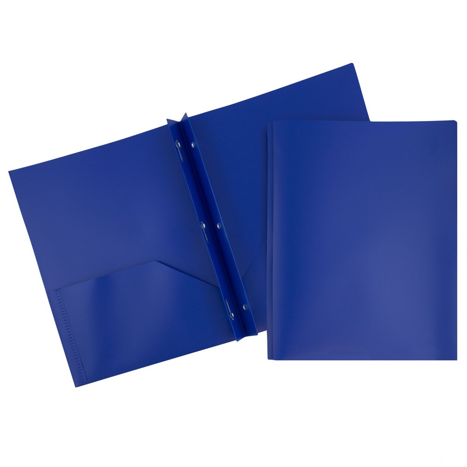 JAM Paper POP 2-Pocket Plastic Folders with Fastener, Deep Blue, 6/Pack (313525335)