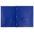 JAM Paper POP 2-Pocket Plastic Folders with Fastener, Deep Blue, 6/Pack (313525335)