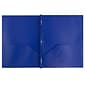 JAM Paper POP 2-Pocket Plastic Folders with Fastener, Deep Blue, 6/Pack (313525335)