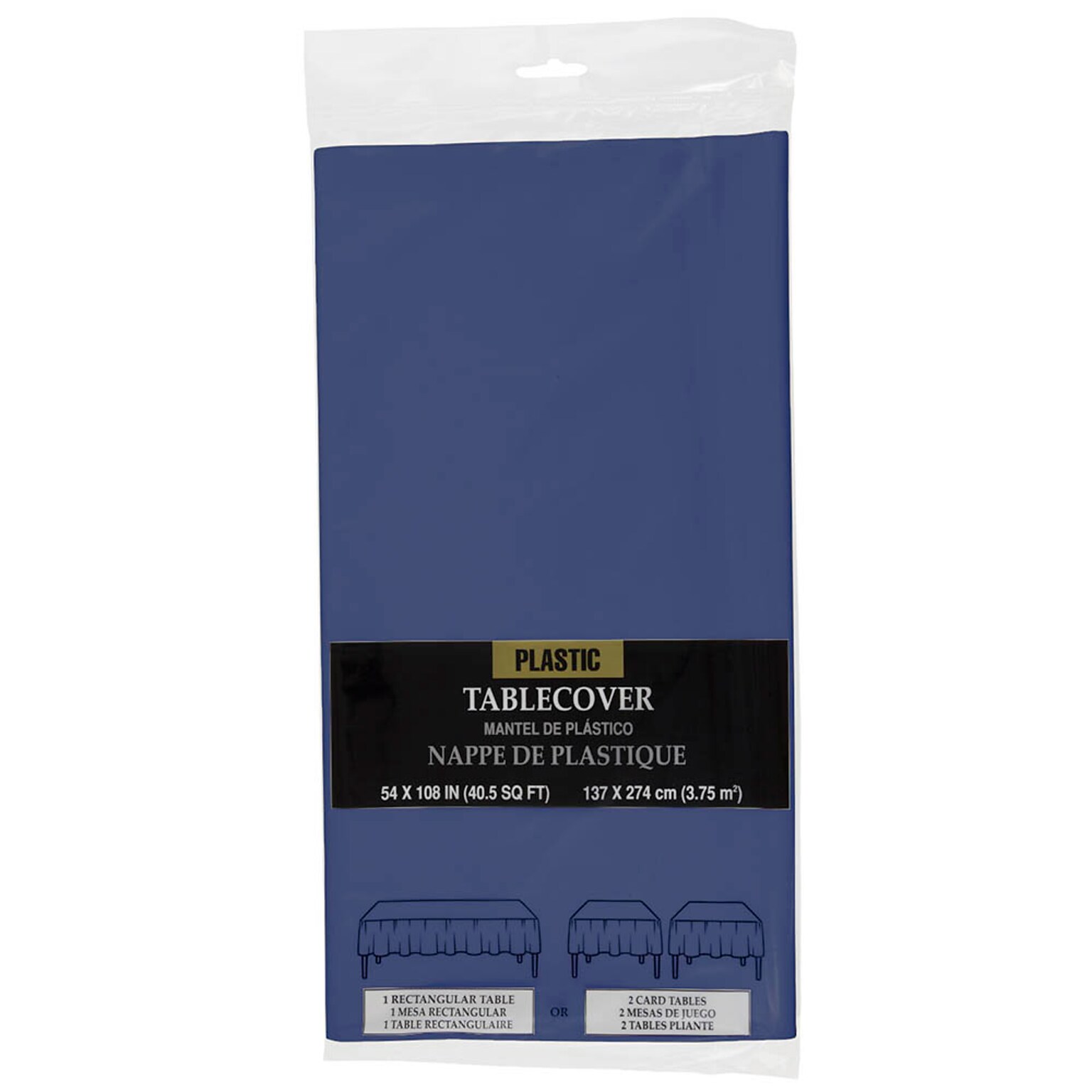 JAM Paper Plastic Table Cover, 54 x 108 Inches, Blue (291423353)