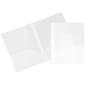 JAM Paper POP 2-Pocket Plastic Folders with Metal Prongs Fastener Clasps, Clear, 6/Pack (382ECcldd)