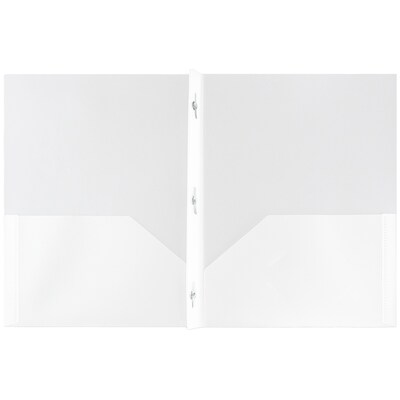 JAM Paper POP 2-Pocket Plastic Folders with Metal Prongs Fastener Clasps, Clear, 96/Pack (382ECcldb)