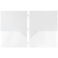 JAM Paper POP 2-Pocket Plastic Folders with Metal Prongs Fastener Clasps, Clear, 6/Pack (382ECcldd)