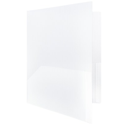 JAM Paper POP 2-Pocket Plastic Folders with Metal Prongs Fastener Clasps, Clear, 96/Pack (382ECcldb)