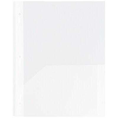 JAM Paper POP 2-Pocket Plastic Folders with Metal Prongs Fastener Clasps, Clear, 96/Pack (382ECcldb)