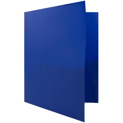 JAM Paper POP 2-Pocket Plastic Folders with Fastener, Deep Blue, 6/Pack (313525335)