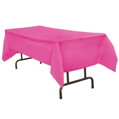 JAM Paper Plastic Table Cover, 54 x 108 Inches, Fuchsia Pink (291423355)