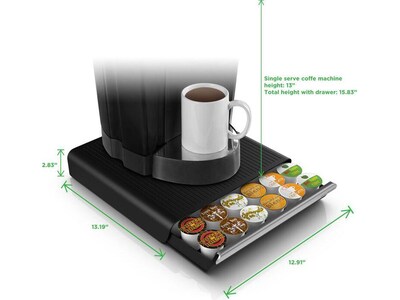 Mind Reader K-Cup Single Serve Plastic Coffee Pod Storage Drawer Organizer, Black (2TRY26PC-BLK)