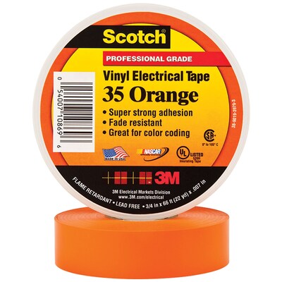 3M 35 Colored Electrical Tape, 3/4 x 22 yds., Orange, 10/Case (T96403510PKO)