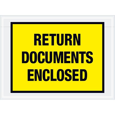 Tape Logic® "Return Documents Enclosed" Envelopes, 7 1/2" x 5 1/2", Yellow, 1000/Case (PL448)