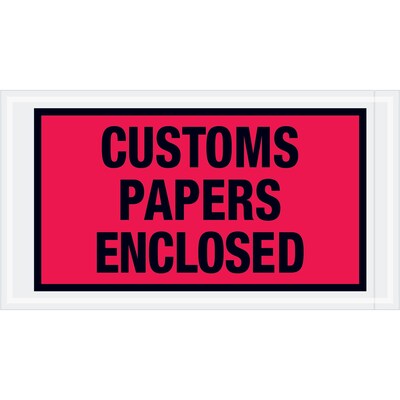 Tape Logic® Customs Papers Enclosed Envelopes, 5 1/2 x 10, Red, 1000/Case (PL447)