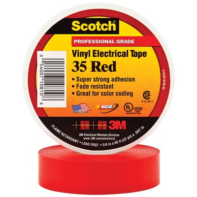 3M 35 Colored Electrical Tape, 7 Mil, 3/4 x 66, Red, 100/Case (T964035R)