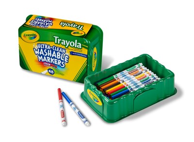Crayola Trayola Washable Markers, Fine Tip, Assorted Colors, 48/Pack (58-8214)