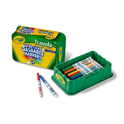Crayola Trayola Washable Markers, Fine Tip, Assorted Colors, 48/Pack (58-8214)
