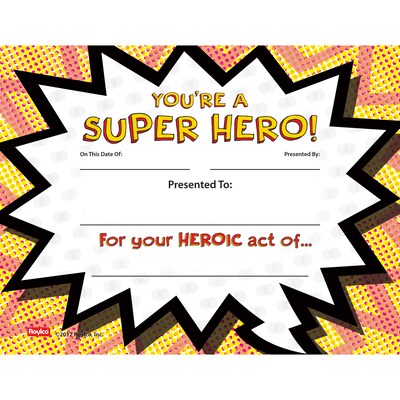 Roylco Super Hero Certificate, 24/Pack (R-71000)