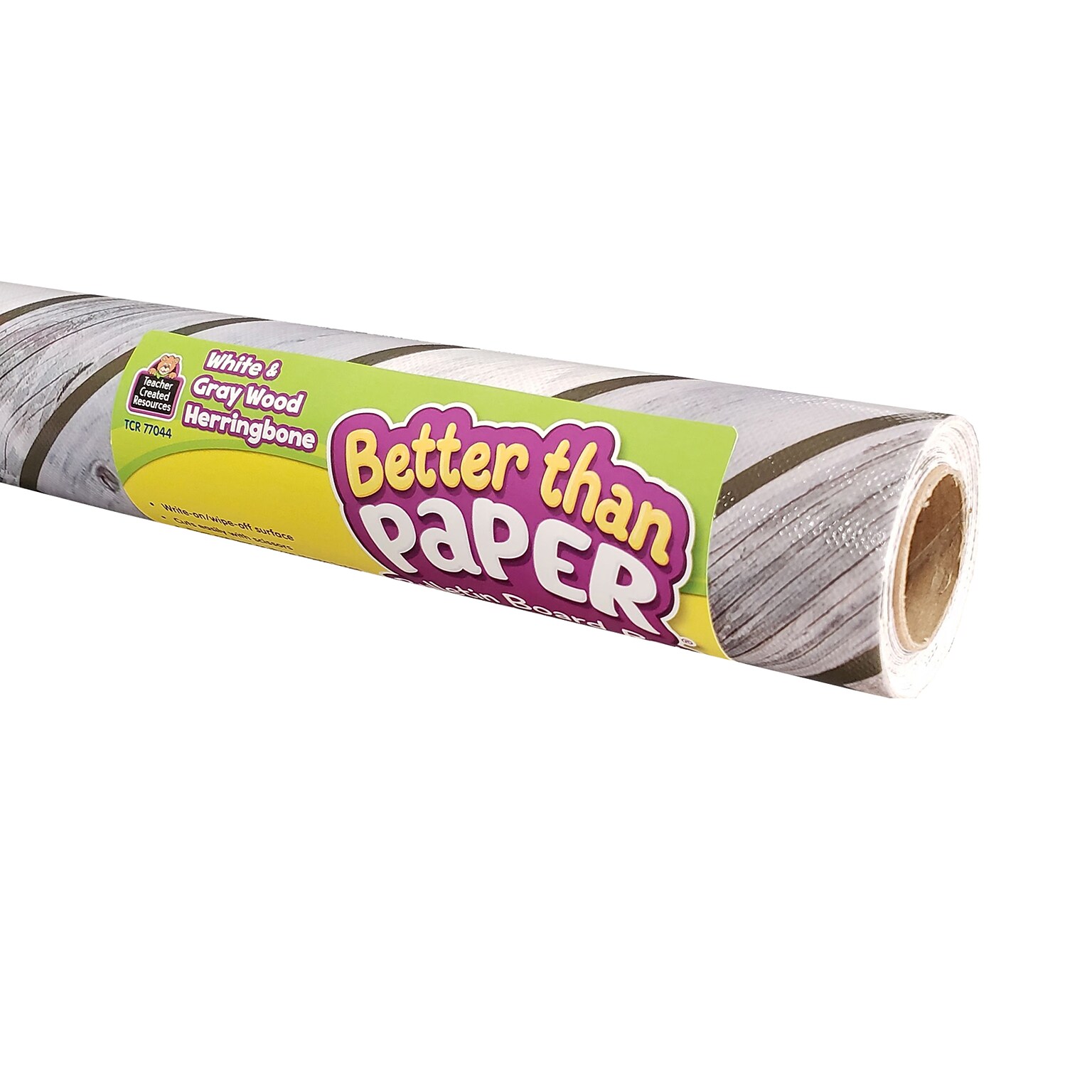 Teacher Created Resources Better Than Paper 144 x 48 Bulletin Board Roll, Herringbone White Wood, 4/Carton (TCR32351)