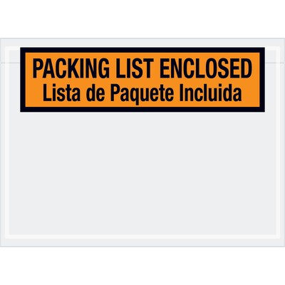 Tape Logic Bilingual Packing List Envelopes, 7 1/2 x 5 1/2, Orange, 1000/Case (PL500)