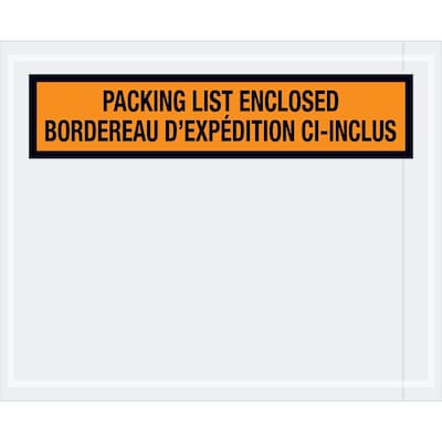 Tape Logic® Bilingual Packing List Envelopes, 4 1/2 x 5 1/2, Orange, 1000/Case (PL501)