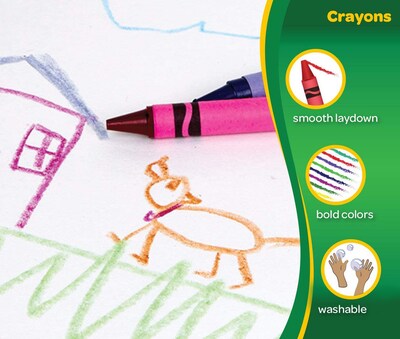 Crayola Non-Peggable Crayons, Assorted Colors, 16 Per Box (52-0016)