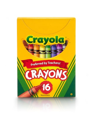 Crayola Non-Peggable Crayons, Assorted Colors, 16 Per Box (52-0016)