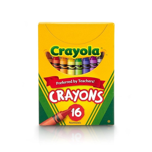 Crayola Non-Peggable Crayons, Assorted Colors, 16 Per Box (52-0016)