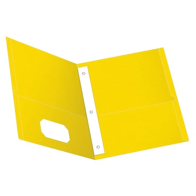 Oxford 2-Pocket Fastener Folders, Yellow, 25/Box (OXF 57709)