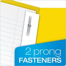 Oxford 2-Pocket Fastener Folders, Yellow, 25/Box (OXF 57709)