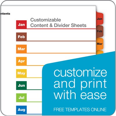 Cardinal OneStep Monthly Paper Dividers, 12-Tab, Multicolor (CRD 60318CB)