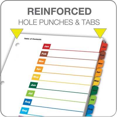 Cardinal OneStep Monthly Paper Dividers, 12-Tab, Multicolor (CRD 60318CB)