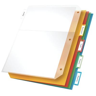 Cardinal® Indexed Tab Pockets for Poly Ring Binders, Multi-Colored