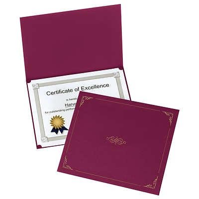 Oxford 11.25W x 8.88L Certificate Holders, Burgundy, 5/Pack (OXF 29900585BGD)