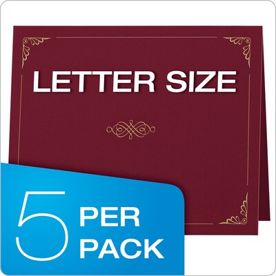 Oxford Certificate Holders, 8.88" x 11.25", Burgundy, 5/Pack (29900585BGD)