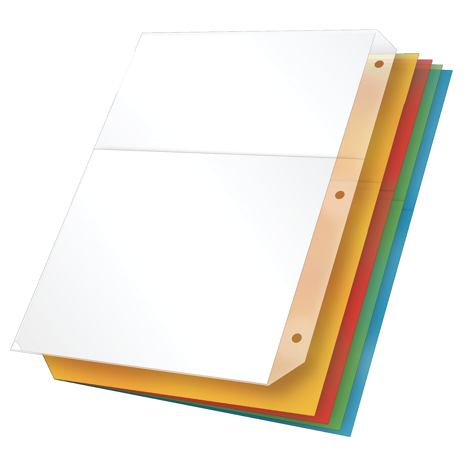 Cardinal Poly Binder Pockets, 3-Hole Punched, Assorted Colors, 5/Pack (CRD 84007)