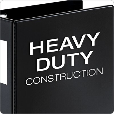Cardinal SuperLife Heavy Duty 5" 3-Ring Non-View Binders, D-Ring, Black (14052CB)