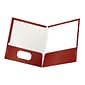 Oxford® Laminated 2-Pocket Portfolios, Crimson