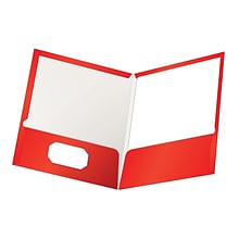 Oxford ShowFolio 2-Pocket Laminated Folders, Red, 25/Box (OXF 51711)