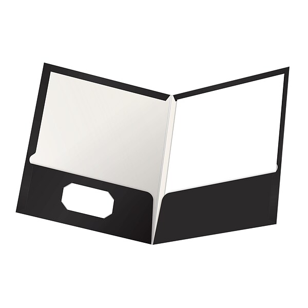 Oxford ShowFolio Twin Laminated Folders, Black, 25/Box (OXF 51706)