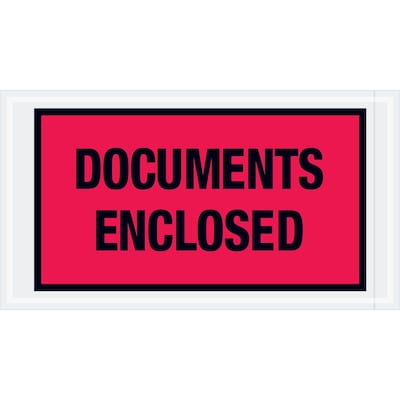 Tape Logic® Documents Enclosed Envelopes, 5 1/2 x 10, Red, 1000/Case (PL436)