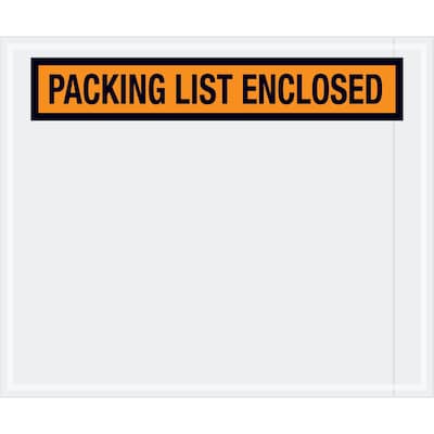 Tape Logic® Packing List Enclosed Envelopes, 10 x 12, Orange, 500/Case (PL434)