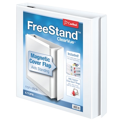 Cardinal FreeStand EasyOpen Heavy Duty 1 3-Ring Non-View Binders, D-Ring, White (43100)