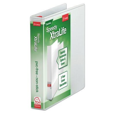 Cardinal XtraLife Speedy 1 3-Ring View Binders, D-Ring, White (59100)